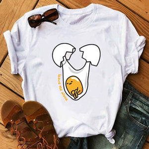 TJCJFO Funny Sleeping Lazy Egg Print Graphic T Shirts Women Gudetama Tshirt Tee Shirt Femme Camisas Mujer Top Clothes