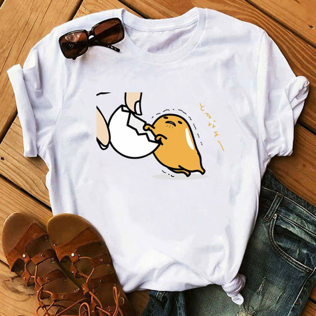 TJCJFO Funny Sleeping Lazy Egg Print Graphic T Shirts Women Gudetama Tshirt Tee Shirt Femme Camisas Mujer Top Clothes