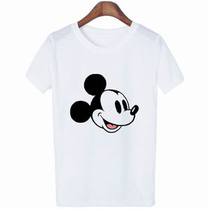 Mouse Cartoon Printing Harajuku T-shirt Women's Lion King Fashion Tshirt O-neck Short-sleeved shirt White Shirt  Clothing