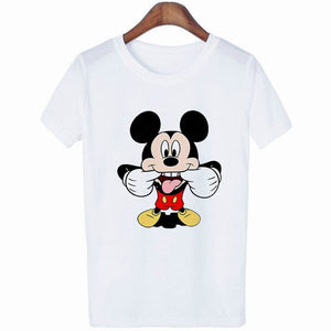 Mouse Cartoon Printing Harajuku T-shirt Women's Lion King Fashion Tshirt O-neck Short-sleeved shirt White Shirt  Clothing