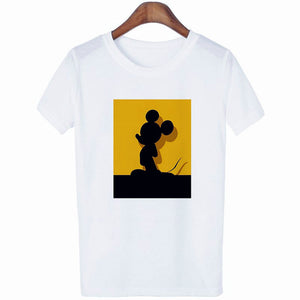 Mouse Cartoon Printing Harajuku T-shirt Women's Lion King Fashion Tshirt O-neck Short-sleeved shirt White Shirt  Clothing