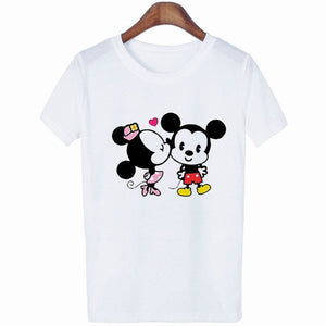 Mouse Cartoon Printing Harajuku T-shirt Women's Lion King Fashion Tshirt O-neck Short-sleeved shirt White Shirt  Clothing
