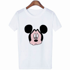 Mouse Cartoon Printing Harajuku T-shirt Women's Lion King Fashion Tshirt O-neck Short-sleeved shirt White Shirt  Clothing
