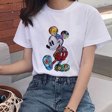 Load image into Gallery viewer, Mouse Cartoon Printing Harajuku T-shirt Women&#39;s Lion King Fashion Tshirt O-neck Short-sleeved shirt White Shirt Women&#39;s Clothing
