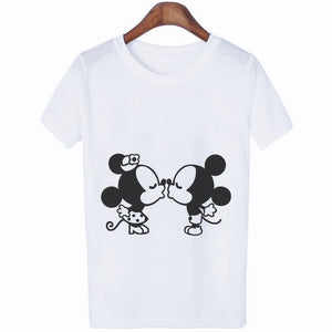 Mouse Cartoon Printing Harajuku T-shirt Women's Lion King Fashion Tshirt O-neck Short-sleeved shirt White Shirt Women's Clothing