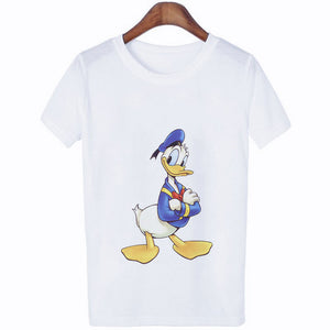 Mouse Cartoon Printing Harajuku T-shirt Women's Lion King Fashion Tshirt O-neck Short-sleeved shirt White Shirt Women's Clothing