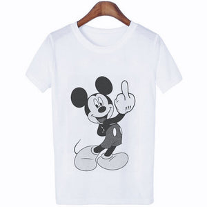 Mouse Cartoon Printing Harajuku T-shirt Women's Lion King Fashion Tshirt O-neck Short-sleeved shirt White Shirt Women's Clothing