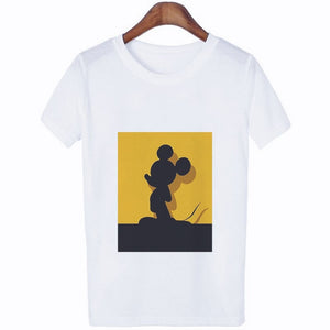 Mouse Cartoon Printing Harajuku T-shirt Women's Lion King Fashion Tshirt O-neck Short-sleeved shirt White Shirt Women's Clothing