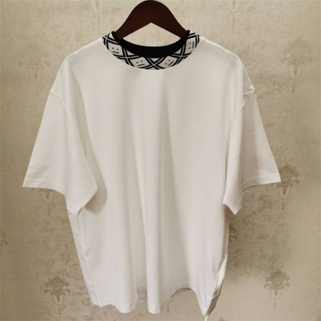 2020 summer new t-shirt face jacquard stand collar loose tshirt women and men